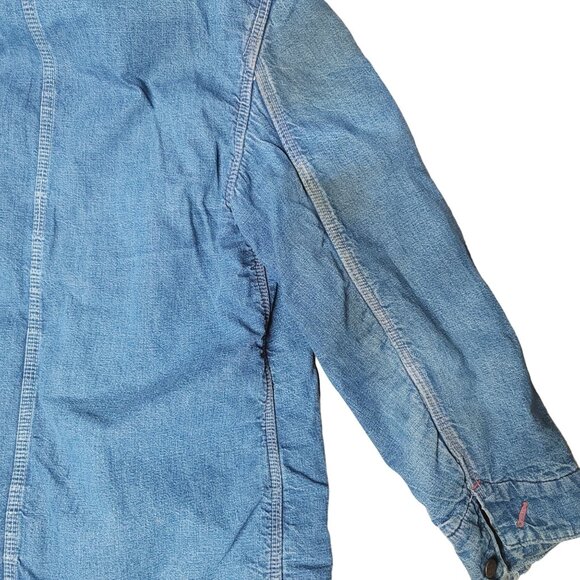 Vintage Big Mac Chore Coat Denim Jean Jacket Blanket Lined Union Made Distressed - Picture 9 of 11